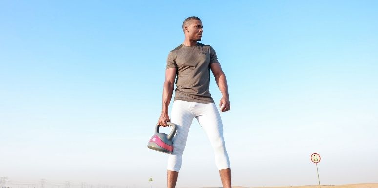 Man with kettlebell